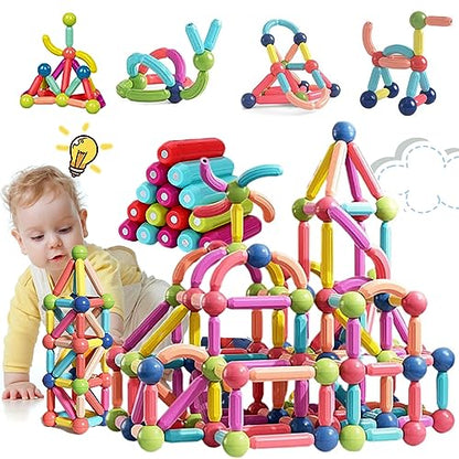 yiyisibao Magnet Toys for 3 Year Old Boys & Girls, Magnetic Blocks STEM Learning Educational Building Blocks for Kids Ages 4-8, Toddler Toys 64PCS