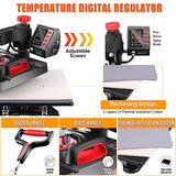 Pro Heat Press, 5 in 1 Heat Press Machine for T Shirts, 15 x 12 Inch Shirt Press Machine, 360-Degree Swing Away Heat Transfer Sublimation Shirt AKEYDIY