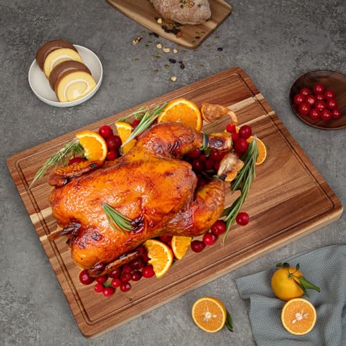 GaoMon 24 x 18 In Acacia Cutting Boardfor Kitchen, XXL Extra Large Charcuterie Cheese Platter Serving Tray, Food Prep and Serving Boards, Chopping GaoMon
