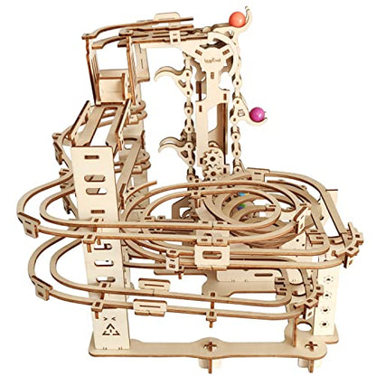 Wooden Marble Run 3D Puzzle - Wood Crafts Mechanical Marble Run Assembly Building Model Kits - Wooden Puzzle DIY Brain Teaser Puzzles - Christmas - WoodArtSupply