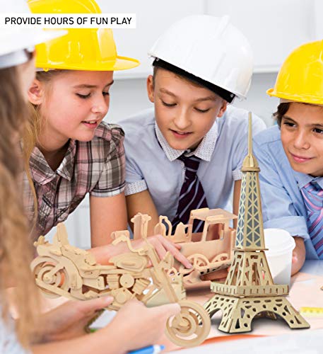 Puzzled 3D Puzzle Eiffel Tower - Wood Craft Construction Model Kit - Fun & Educational DIY Wooden Toy Assemble Model Unfinished Crafting Hobby Puzzle - WoodArtSupply