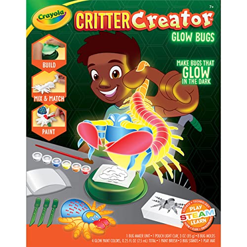 Crayola Glow in The Dark Critter Creator, Clay Bug Toy Kit for Kids, Fake Bug Molds, Includes Clay & Paint, Gift for Kids, Ages 7+ - WoodArtSupply