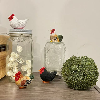 Selsela White Hen Miniature Wood Chicken Bird Art Statue Mini Carved Ornament Figurine Small Farm Animals Collectible - WoodArtSupply