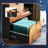 DEVAISE 3-Drawer Wood File Cabinet, Mobile Lateral Filing Cabinet, Printer Stand with Open Storage Shelves for Home Office, Rustic Brown DEVAISE