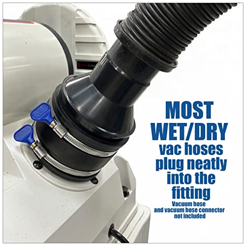 4 inch to 2-1/2 inch Reducer with 4 inch Flexible Cuff Rubber Coupler Fitting and Stainless Steel Hose Clamps with Turn Key Thumb Screw to Easily Peachtree Woodworking Supply