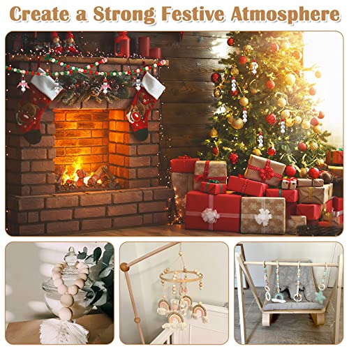 Wooden Beads for Crafts, 660 Pcs Natural Loose Wood Beads Rings Bulk Include Unfinished Beads with Holes, Smooth Wooden Ring, Polygon Spacer Beads Lucomb