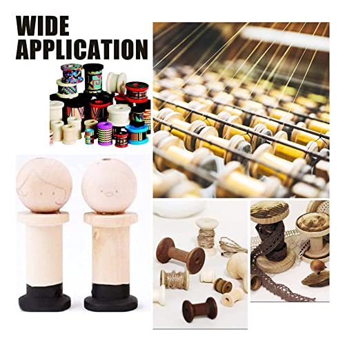 PH PandaHall 30pcs Wood Spools 1.85 Inch Unfinished Empty Spools Weaving Bobbins Empty Thread Spool Wooden Craft Spools for Embroidery Thread, Pom - WoodArtSupply