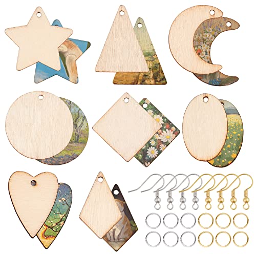 SUNNYCLUE 520Pcs 80 Pairs Unfinished Wooden Earrings Wood Earring Blanks Kit Wood Large Charms 160Pcs Earring Hooks 200Pcs Jump Rings for Jewelry - WoodArtSupply