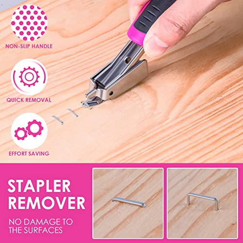 TOYIEW 33Pcs Pink Staple Gun Tool Set with 3 in 1 Upholstery Staple Gun for Wood Heavy Duty and 900 Staples, Perfect for DIY Decoration, Crafts, TOYIEW
