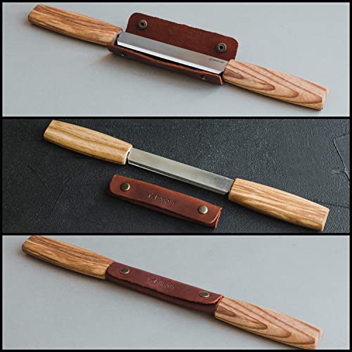 BeaverCraft DK2s Draw Knife with Leather Sheath Woodworking Tool 4.3" Drawknife Wood Carving Tools Wood Draw Knife Woodworking Whittling Tools BeaverCraft