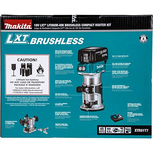 Makita XTR01T7 18V LXT Lithium-Ion Brushless Cordless Compact Router Kit - WoodArtSupply