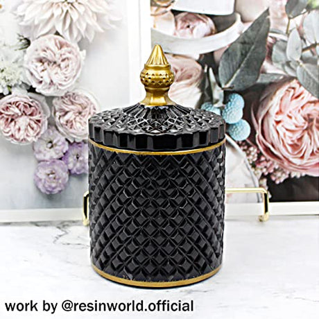 RESINWORLD Large Resin Box Molds with Lids, Vintage 3D Jar Silicone Mold, Trinket Storage Container Box Mold for Resin Casting Home Decor ResinWorld