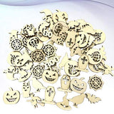 KESYOO Halloween Unfinished Wooden DIY Slices Craft Wood Cutouts Embellishments for Halloween Hanging Ornament 100pcs KESYOO