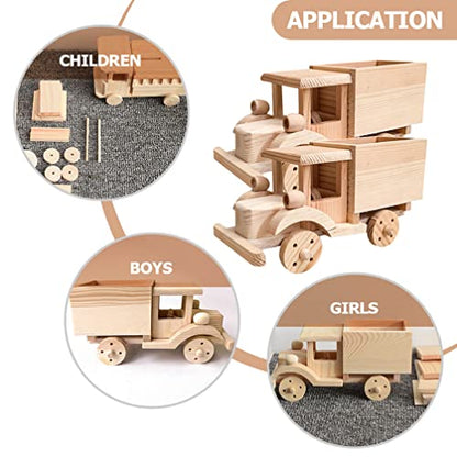 Kisangel Christmas Decorations 2 Sets Wooden Car Model 3D Unfinished Puzzles Build Car Kit Science Experiments Educational Building Table Art