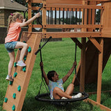 Backyard Discovery Sterling Point All Cedar Wooden Swing Set, Raised Clubhouse, Grey Wave Slide, Web Swing, Climbing Wall, 10ft Wave Slide, 2 Belt Backyard Discovery