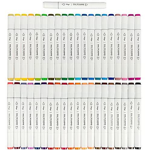 Colorya 40 Art Markers for Artists- Alcohol Markers with Dual-Tip + Carry Bag Included - Alcohol Pens for Coloring Books for Adults, Drawing,