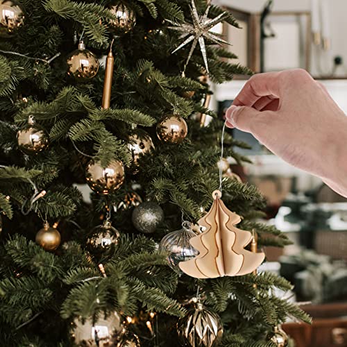 ABOOFAN 6 Pcs Christmas Wooden Ornaments 3D Xmas Tree Shaped Unfinished Wood Cutouts Christmas Tree Hanging Decor for Xmas Tree Holiday Wedding Party ABOOFAN