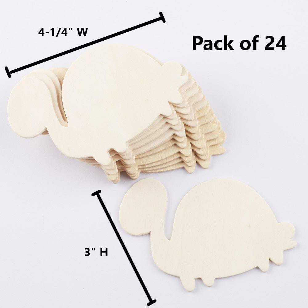 Pack of 24 Unfinished Turtle Cutouts by Factory Direct Craft - Blank Wooden DIY Tortoise Shapes for Scouts, Camps, Vacation Bible School & Birthday Factory Direct Craft