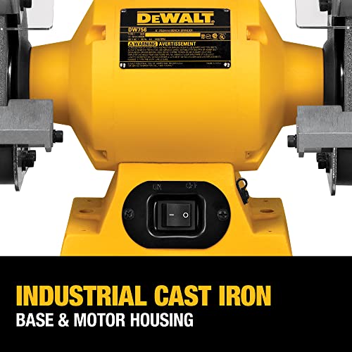 DEWALT Bench Grinder, 6 Inch, 3/4 HP, 3,600 RPM For Larger Grinding Applications(DW756) DEWALT