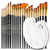 TRITART Paint Brush Set of 25 - Suitable as Acrylic, Watercolor & Oil Brushes - Paintbrushes with 2 Mixing Pallets - Artists Painting Supplies Tritart