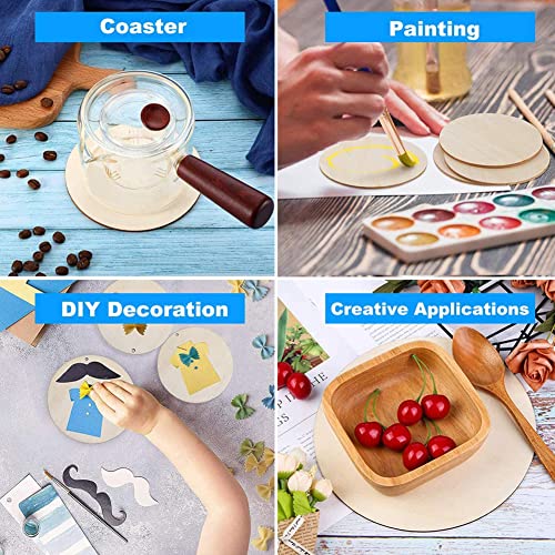 WLIANG 50 Pcs 4 Inch Wood Circles for Crafts, Unfinished Blank Wooden Circles Round Disc Cutouts for DIY, Painting, Staining, Christmas, Coasters WLIANG