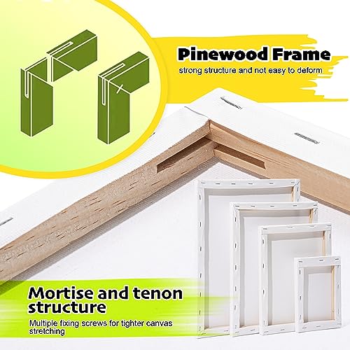 12 Pack Stretched Canvases for Painting with 11x14, 9 x12, 8x10, 5x7(3 of Each), Blank Primed Canvas for Oil, Acrylic & Others, Multi Size Set for - WoodArtSupply