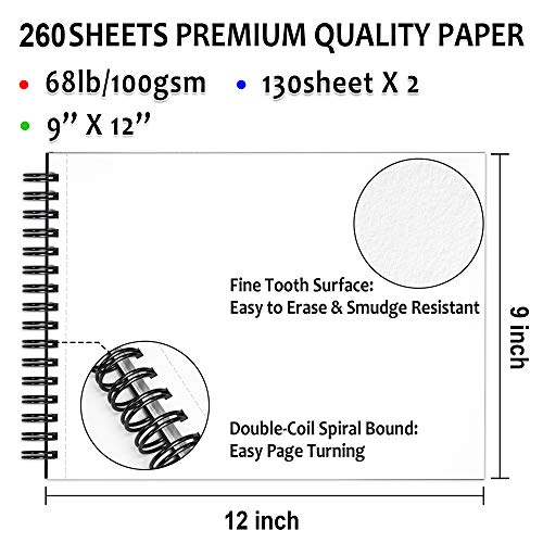 Shuttle Art Drawing Kit and Sketch Pad Bundle, Set of 103 Pack Drawing Kit +260 Sheets Sketch Pad - WoodArtSupply