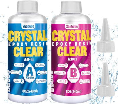 Shabebe Epoxy Resin 16OZ, Upgraded Crystal Clear Resin Epoxy Food Safe, Self Leveling & Bubble Free Epoxy Resin with Anti-Yellowing for Coating,