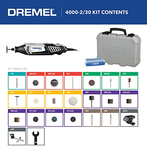 Dremel 4000-2/30 Variable Speed Rotary Tool Kit - Engraver, Polisher, and Sander- Perfect for Cutting, Detail Sanding, Engraving, Wood Carving, and - WoodArtSupply