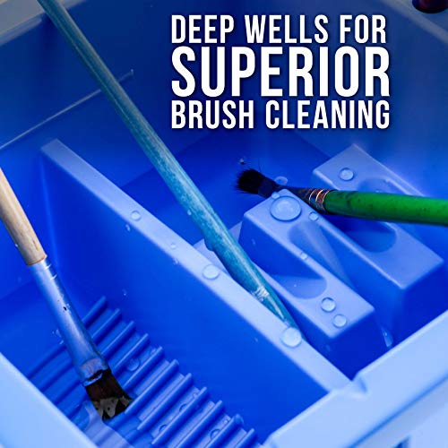 U.S. Art Supply 12 Hole Multi-Function Plastic Brush Washer, Cleaner and Holder with Palette Lid - Clean, Dry, Rest, Store, Hold Artist Paint Brushes U.S. Art Supply