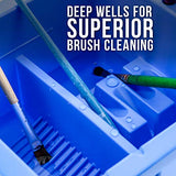 U.S. Art Supply 12 Hole Multi-Function Plastic Brush Washer, Cleaner and Holder with Palette Lid - Clean, Dry, Rest, Store, Hold Artist Paint Brushes U.S. Art Supply