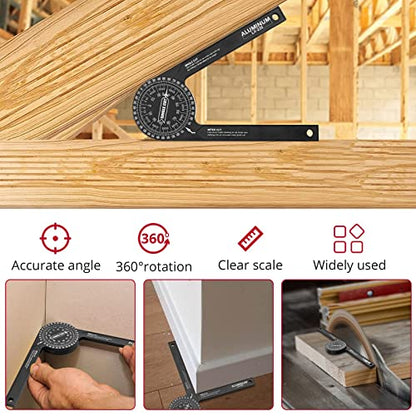 XUNTOP Miter Saw Protractor+12 Inch/300mm Combination Square Carpentry Tools Miter Protractor Carpenter Square Set for Accurate and Adjustable - WoodArtSupply