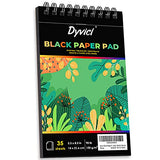 Dyvicl Black Paper Pad 5.5"x8.5" Sketch Book, 35 Sheets (90 lb/150gsm), Spiral Black Sketchbook Drawing Paper for Pencil, Pastel, White Ink Gel Pen, Dyvicl