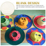 TEHAUX DIY Straw Hats, White Straw Hats Outdoor Woven Hat Unfinished Blank Hats Straw Hats for Art Painting & DIY Tea Party Dress Up Hats 6Pcs TEHAUX
