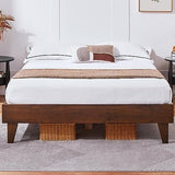Yaheetech Deluxe Solid Pine Wood Full Bed Frame with DIY Headboard Slots and Wooden Slats Support Yaheetech