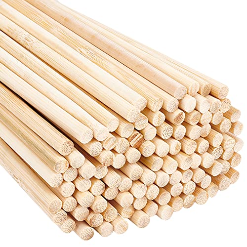 OLYCRAFT 100PCS 8×1/4 Inch Natural Wood Dowel Rods 7.87 Inch Long Bamboo Craft Sticks Round Unfinished Wood Sticks for Arts Crafts and DIY Projects OLYCRAFT