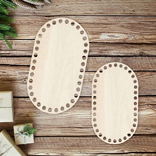 Milisten 4pcs Wooden Basket Bottom Wooden Base Shaper Blank Crochet Base for Thick Yarn DIY Knitting Basket Weaving Supplies Oval Milisten