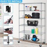 Storage Shelves Heavy Duty, 5999 Lb Capacity Wire Shelving Units Metal Shelf with Wheels NSF Certification 48" L×18" W×72" H Height Adjustable for Dlewmsyic