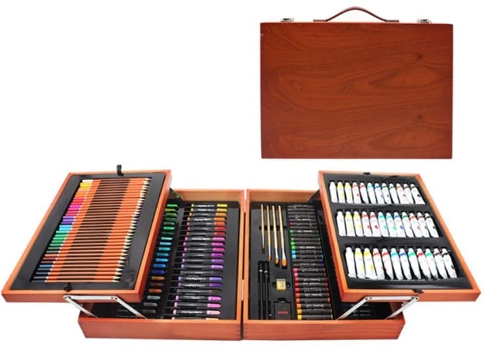 RMENST Art Supplies, 174 Pieces Deluxe Wooden Art Set, Portable Art Case Painting Kit, Colored Pencils, Watercolor Paint, Creative Gift - WoodArtSupply