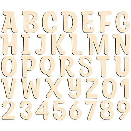 124 Pcs Wooden Letters 2 Inch for Crafts Unfinished Capital Wooden Alphabet Letters and Numbers Focal20 Small Wood Letters for DIY Painting Arts Home Focal20