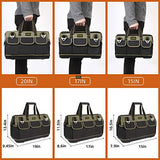 FASTECH 20-inch Wide Mouth Tool Bag with Water Proof Molded Base，Wide Mouth Tool Tote Bag,Waterproof Tool Organizer Bag for Men with Adjustable FASTECH