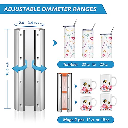 Tumbler Heat Press Machine - EZIOSS Versatile Mug Press for 30, 20, 16, 15, 11 OZ Cups - with Thermal Transfer Paper, Tape & DIY Free Template -