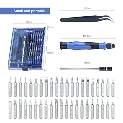 Mini Screwdriver Set with 42 Bits, VCELINK 45 in 1 Small Precision Magnetic Tiny Screwdriver Bit Kit with Tweezers & Extension Shaft for Laptop, PC,