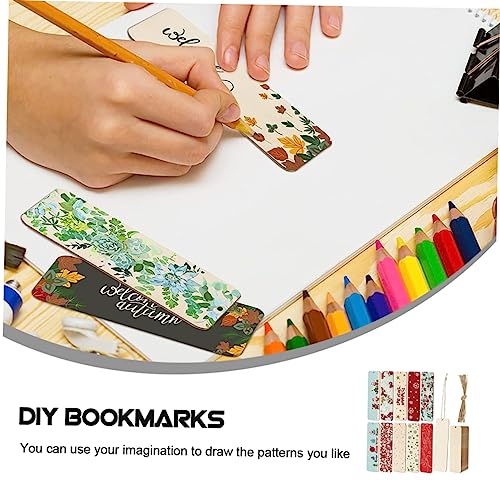 Tofficu 1 Set Wooden Bookmark Blank Tags Hand Made Hanging Tags Wood Art Bookmarks Wood Crafts Tags Unfinished Wooden Slices with Holes Unfinished Tofficu