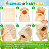 Liliful 4 Pack Birdhouse Kit DIY Wooden Bird House with Paint and Paintbrushes Arts and Crafts Painting Kits for Boys Girls Adults Build Paint Fun Liliful