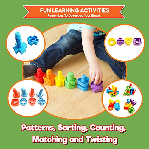 Jumbo Nuts and Bolts For Toddlers - Fine Motor Skills Rainbow Matching Game Montessori Toys For Toddlers & Toddler Games | 12 pc Occupational Therapy KIDS KORNER