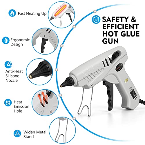 Magicfly 60/100W Hot Glue Gun Full Size with 15 Pcs Hot Glue Sticks (0.43 X 5.9 inch) and Carry Case, Dual Power High Temp Melt Glue Gun Kit with - WoodArtSupply