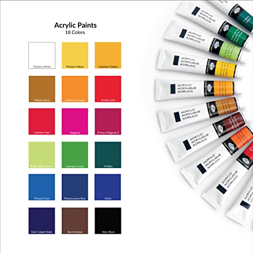 Royal & Langnickel Acrylic Color Artist Tube Paint, 21ml, 18-Pack - WoodArtSupply