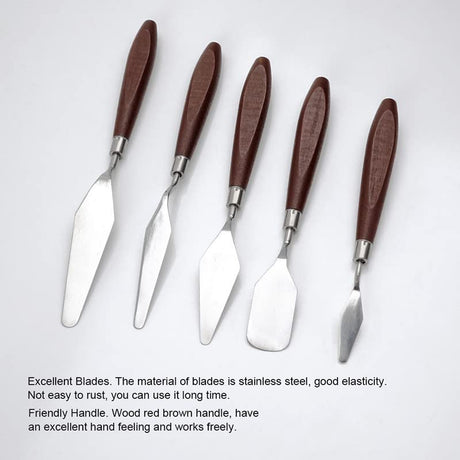5 Pieces Painting Knives Stainless Steel Spatula Palette Knife Oil Painting Accessories Color Mixing Set for Oil, Canvas, Acrylic Painting-Lightwish LIGHTWISH