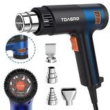 TDAGRO Heat Gun for crafting 1800W, 122℉~1202℉ Variable Temperature Control with 2-Temp Settings 4 Nozzles, 1.5s Fast Heating Blue Heat Gun for TDAGRO